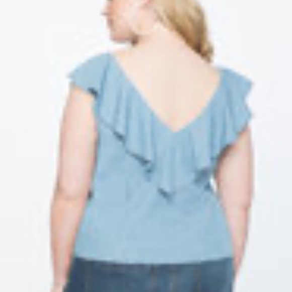 Eloquii denim short ruffle sleeve shirt Size 16 - Picture 7 of 7